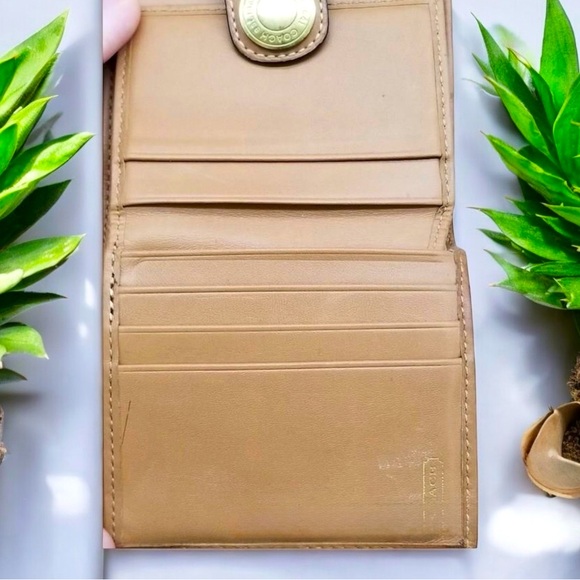 Coach Ergo Brown Signature & Leather Stripe Bifold French Wallet 41075 - Picture 4 of 5